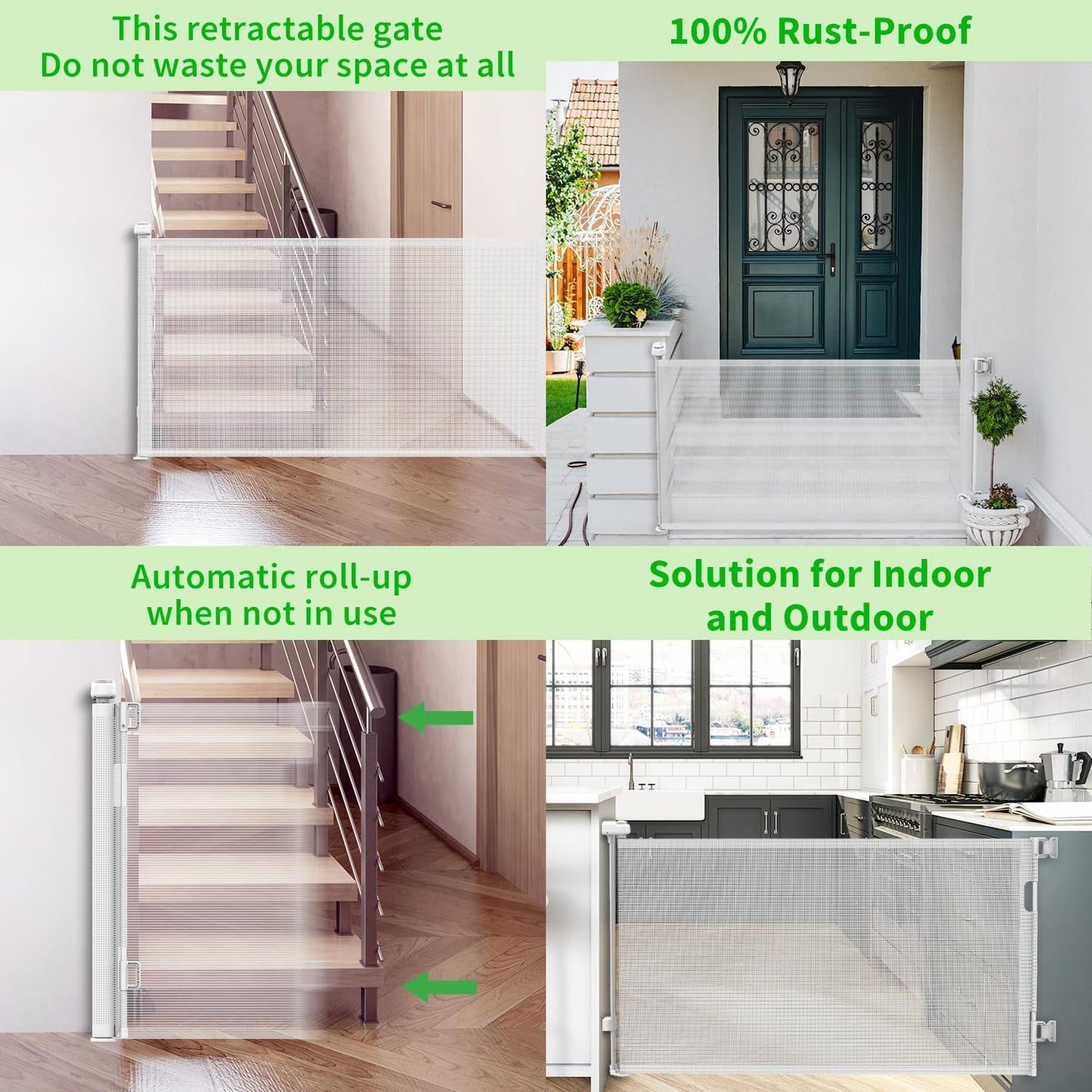 Upgraded Retractable Baby Gate for Stairs, 33"Tall Expands 71"Wide Ideal Safety Solution Dog Gate for Stairs Doorways Hallways Indoor/Outdoor Mesh Baby Gate Retractable Screen Door(Black,86CMx180CM)