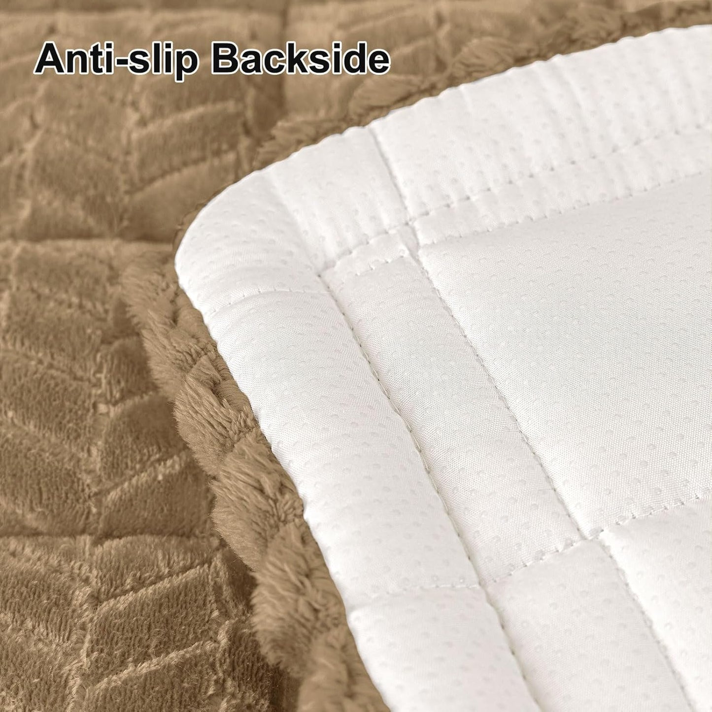 Smiry Non Slip Couch Covers for Dogs, Fuzzy Pet Couch Covers for 2-3 Cushion Sofa Pet Friendly, Soft Sofa Slipcovers Cushion Furniture Protector Washable (Beige, 27.6" x 59")