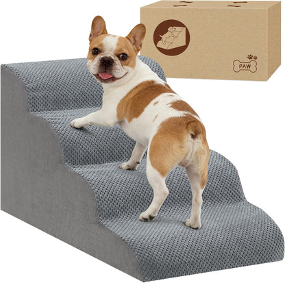 Dog Stairs for Small Dogs, 2-Step Dog Steps for Couch Sofa and Chairs, High-Density Foam Pet Steps Ramp with Removable Washable Cover for Older Injured Puppy Dogs and Cats, 11.81" H, Grey