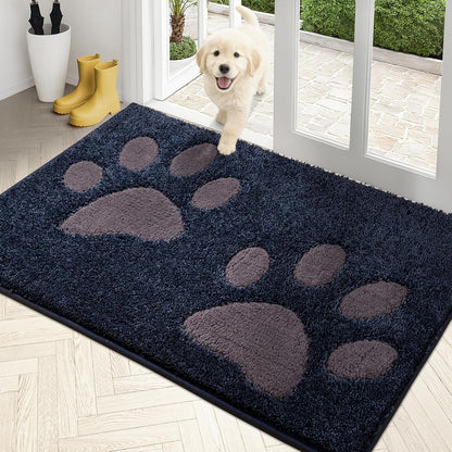 PURRUGS Dirt Trapping Door Mat 20" x 31.5", Non-Skid/Slip Machine Washable Microfiber Entryway Rug, Dog Doormat, Super Absorbent Welcome Mat for Muddy Wet Shoes and Paws, Grey