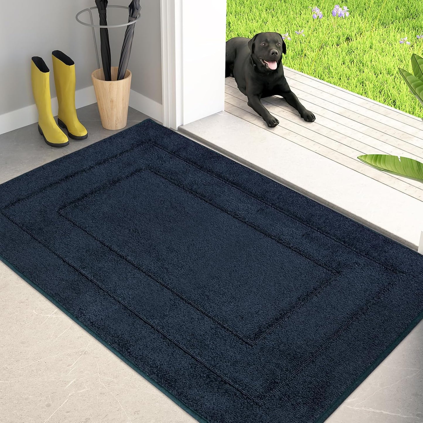 PURRUGS Dirt Trapping Door Mat 32" x 47", Non-Slip/Skid Machine Washable Entryway Rug, Dog Doormat, Super Absorbent Welcome Mat for Muddy Wet Shoes and Paws, Grayish Brown