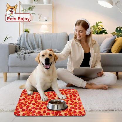 Dog Food Mats for Floors Waterproof Mat for Cat Food and Water Bowls - Absorbent Quick Dry Non Slip Mat for Pet Feeding