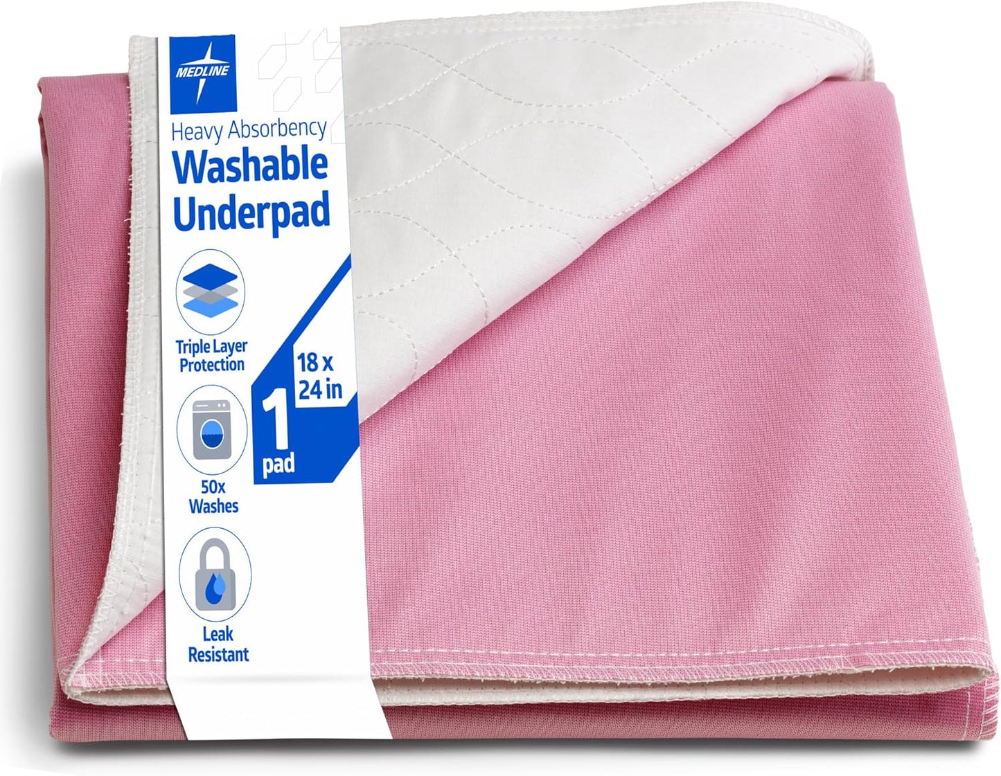 Medline Sofnit 300, Pack of 4 Large Washable Blue Underpads, 34”x 48” for use as reusable pet pads, reusable bed pads, great for dogs, cats and bunnies