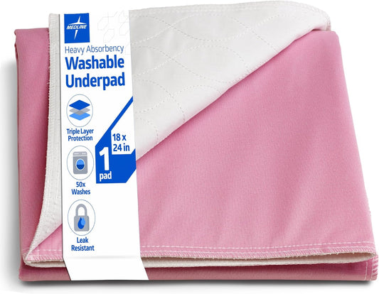 Medline Sofnit 300, Pack of 4 Large Washable Blue Underpads, 34”x 48” for use as reusable pet pads, reusable bed pads, great for dogs, cats and bunnies