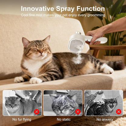 Cat Brush for Shedding, 2026 Upgraded Mist Spray & Self Cleaning Slicker Brush for Indoor Cats & Dogs, Pet Steam Brushes Rechargeable, Skin Friendly Pet Grooming Comb with 180° Rotating Handle