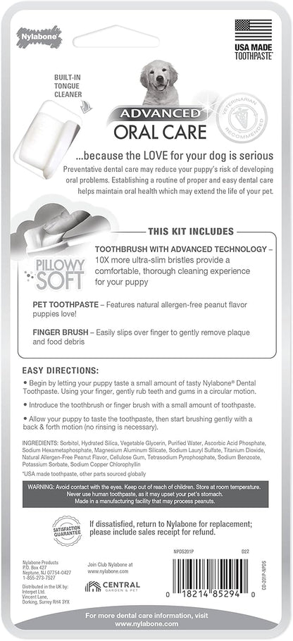 Nylabone Advanced Oral Care Natural Dog Dental Kit Peanut Flavor 2.5 oz.