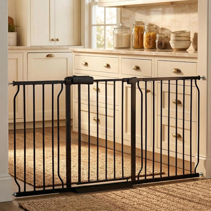 24-29 Inch Narrow Baby Gate, Pressure Mounted No Drilling Dog Gate for Stairs & Doorways, White Metal Safety Gate Indoor for Kids and Pets