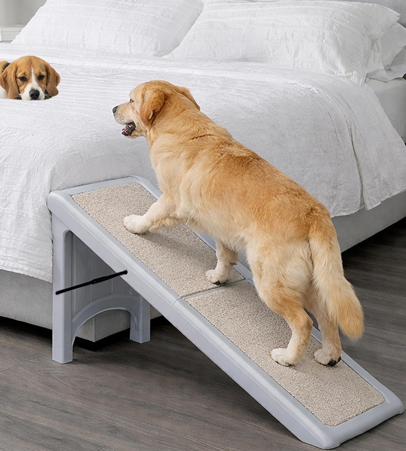 Pet Gear Free Standing Pet Ramp for Cats and Dogs, No Assembly Required, Easy Fold for Storage or Travel, Portable, Holds Up to 100lbs, Wheat