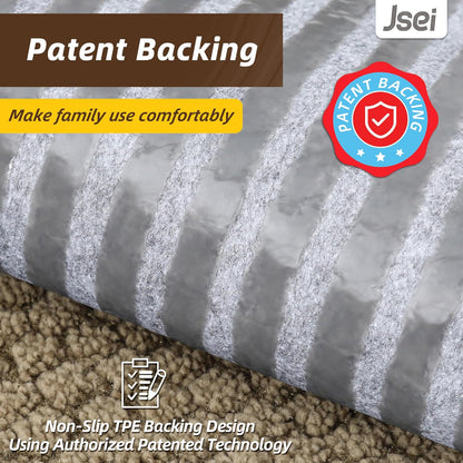 JSEI Stair Treads for Wooden Steps, 14 Pack 9" X 28" Non-Slip Machine Washable Carpet Stair Treads with TPE Backing, Soft Indoor Stair Rug Runner for Kids Elders & Pets, 100% Polyester, Greyish Brown