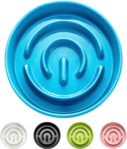 Ceramic Slow Feeder Dog Bowls, 2.0 Cups Slow Feeder for Medium Dogs, Puzzle Maze Bowl to Slow Down Eating, 30oz, 8in, White