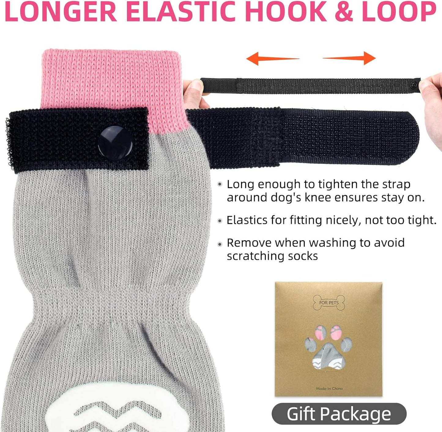 PUPTECK Anti Slip Dog Socks with Double Grippers for Hardwood Floors, Shoes for Hot/Cold Pavement, Boots & Paws Protectors to Prevent Licking, Traction Booties for Senior Small Large Dogs