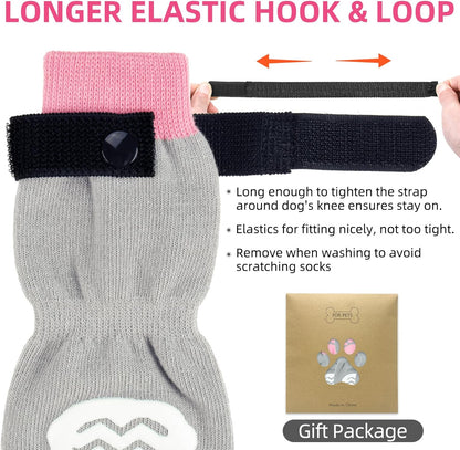 PUPTECK Anti Slip Dog Socks with Double Grippers for Hardwood Floors, Shoes for Hot/Cold Pavement, Boots & Paws Protectors to Prevent Licking, Traction Booties for Senior Small Large Dogs