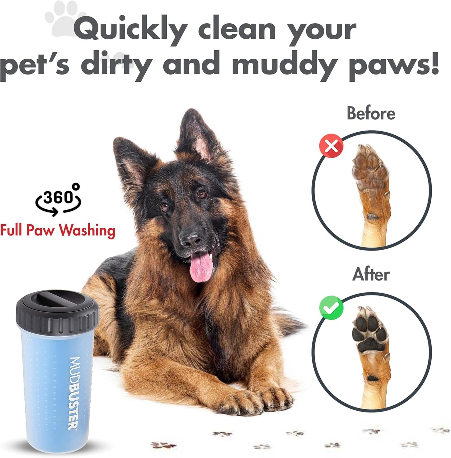 Dexas MudBuster Medium Dog Paw Cleaner in Fuchsia - Fits 1.5"-2.5" Wide Paws, Portable Paw Washer for Muddy Paws, Dog Paw Cleaning Cup with Gentle Silicone Bristles, Quick Clean Pet Paw Washer