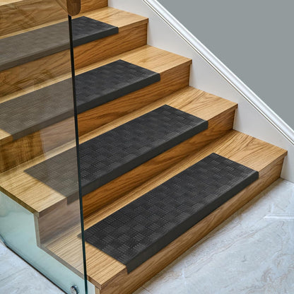 Ottomanson Outdoor Bullnose Stair Treads – Ribbed Heavy-Duty Non Slip Stair Mats – Strong Grip for Concrete, Brick & Textured Steps – Requires Fastening on Wooden & RV Steps, Pack of 5