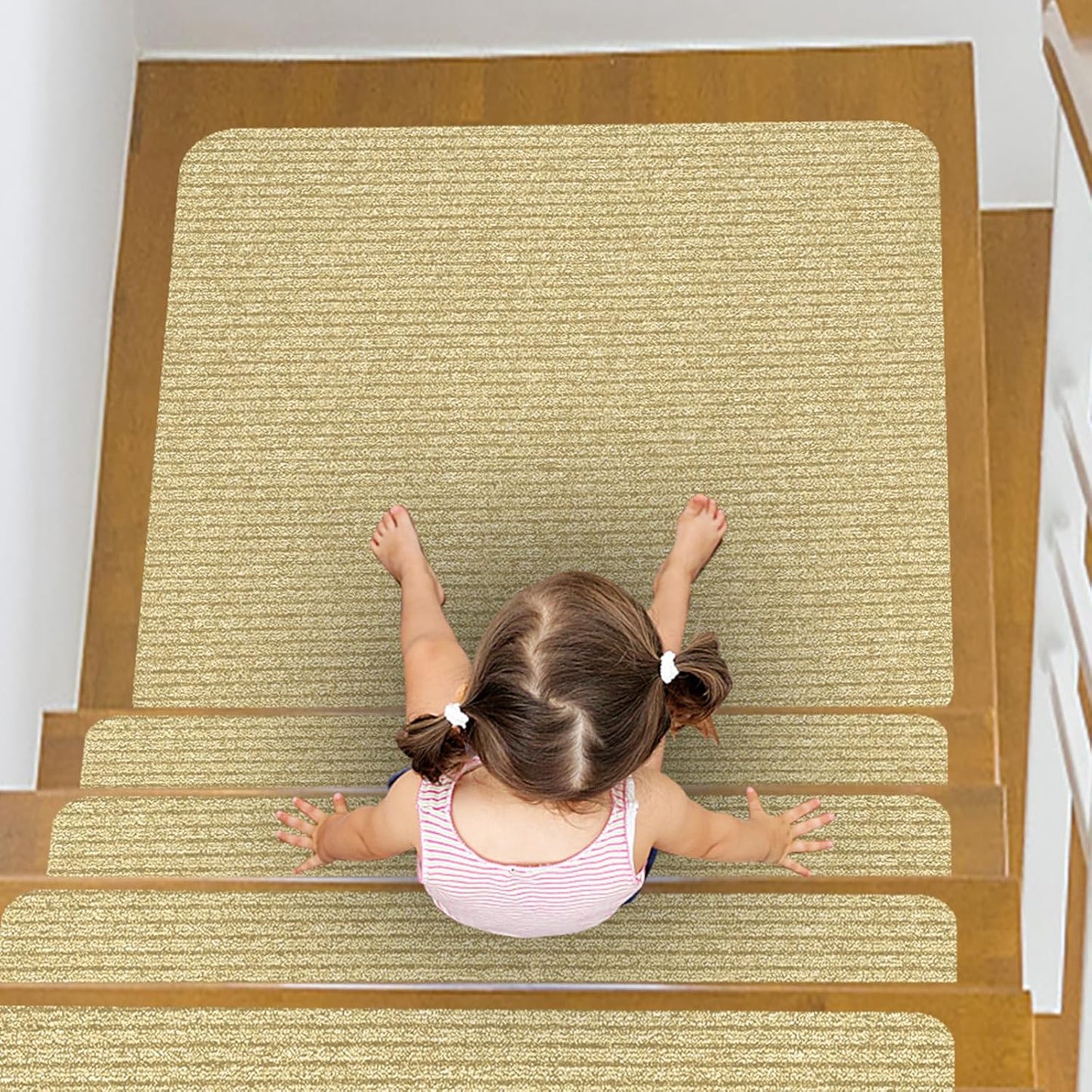 Stair Treads for Wooden Steps Carpet, Non-Slip Stair Runner Indoor Outdoor Stair Tread Mats Covers Pads, 19" x 31"Matching Landing Step Runner for Elders, Kids and Dogs (19" x 31", Black)