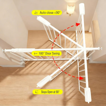 Extra Wide Baby Gates Large Long Dog Gates for Doorways Stairs Pressure Mounted Dog Pet Gate Walk Through Metal Child Indoor Safety Gates (White, 76.38"-81.10"/194-206CM)