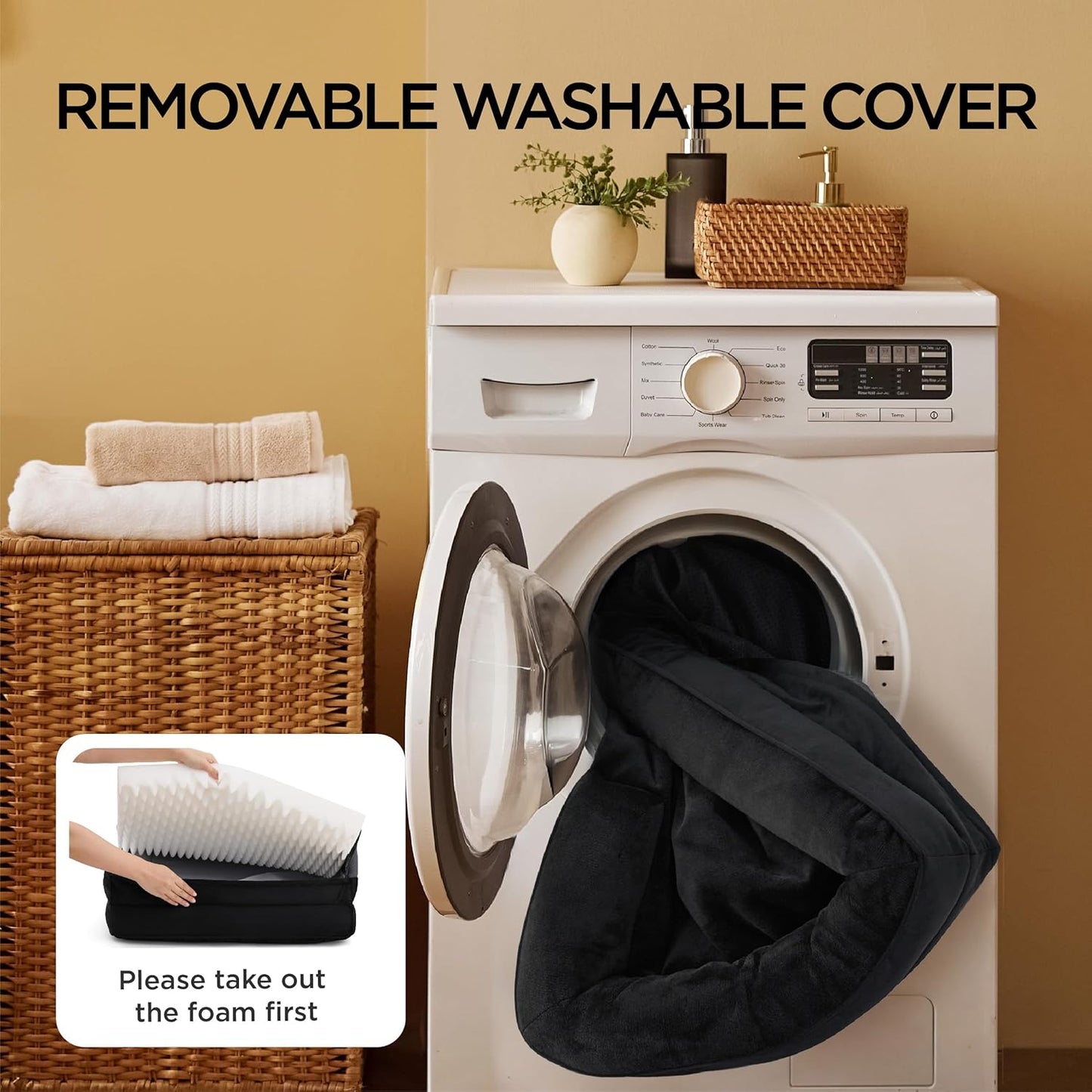 Bedsure Orthopedic Dog Bed Medium Size Dogs - Washable Small Medium Dog Cat Bed Waterproof, Comfort Cats Couch Sofa with Washable Removable Cover, Pets Bed with Nonskid Bottom, Grey, 28"