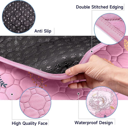 Sunheir Washable Pee Pads for Dogs Large 48" x 48" 2-Pack Reusable Puppy Pads Pet Training Pads, Absorb Dog Mats, Whelping Pad, Non-Slip Protects Against Urine Leakage (Leaves - Deep Grey, 48x48)