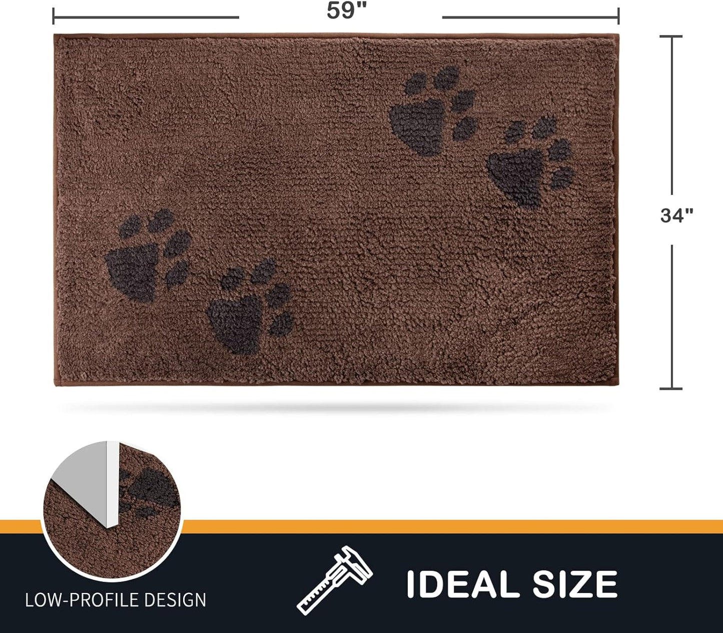 PURRUGS Dirt Trapping Door Mat 20" x 31.5", Non-Skid/Slip Machine Washable Microfiber Entrance Rug, Shoes Scraper, Dog Doormat, Super Absorbent Floor Mat for Muddy Wet Shoes and Paws, Grey