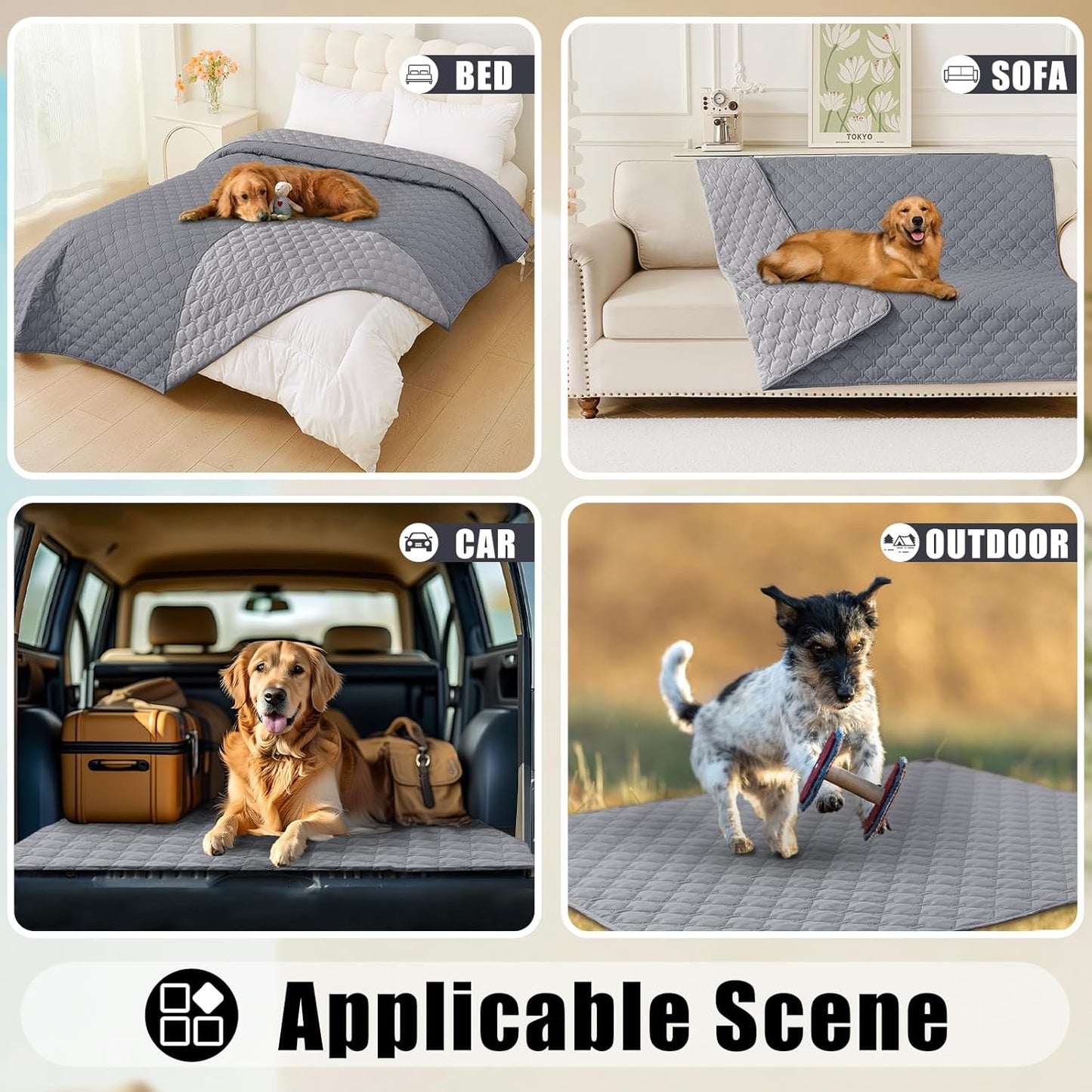 Smiry Waterproof Dog Bed Cover Blanket 30x70, Soft Reversible Pet Blanket, Washable Leakproof Cats Dogs Couch Cover for Sofa, Couch, Furniture, Grey/Dark Grey