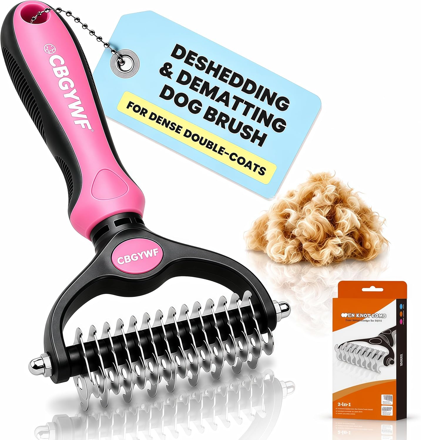 2026 New Double-Sided Deshedding Dematting Tool, Undercoat Rake for Dogs & Cats, Extra-Wide Dog Grooming Brush & Deshedder Comb for Long Hair (Blue)