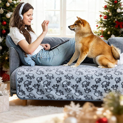 Stuffed® Premium Soft Dog Blanket Washable, 40"x32" Cat Blanket for Indoor Cats Large Medium Small Dog Puppy Essentials (Grey)