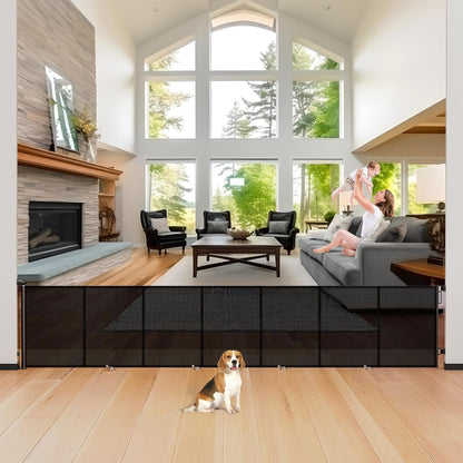 Uamector 138-Inch Extra Wide Retractable Baby Gate & Dog Gate, Reinforced Mesh Safety Gate Adjustable for Large Openings - Stairs, Doorways, Hallways - Indoor/Outdoor Use