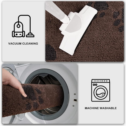 PURRUGS Dirt Trapping Door Mat 20" x 31.5", Non-Skid/Slip Machine Washable Microfiber Entrance Rug, Shoes Scraper, Dog Doormat, Super Absorbent Floor Mat for Muddy Wet Shoes and Paws, Grey