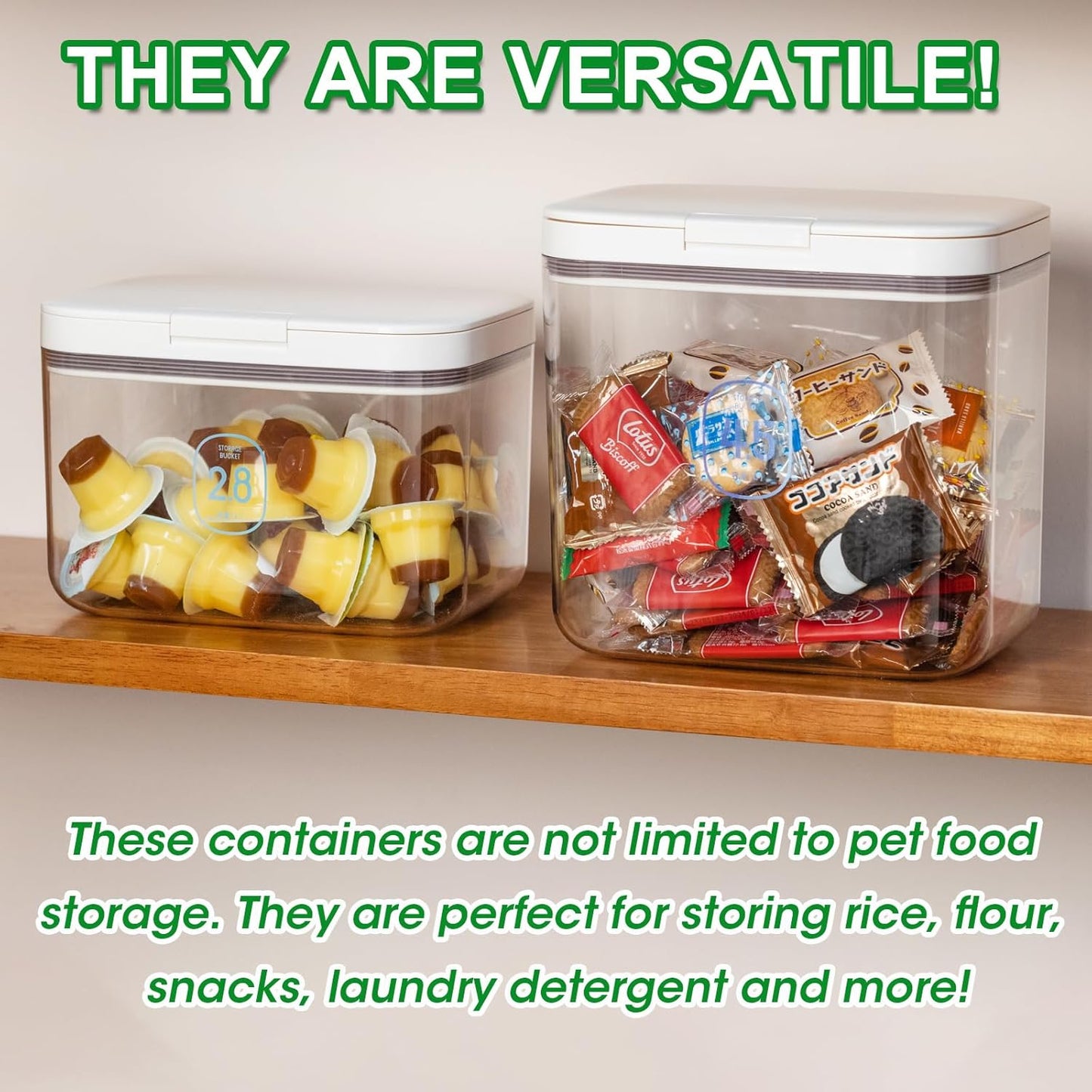TBMax Dog Cat Food Storage Container 6-8 Lbs with Easy-Carrying Handles, Stackable Pet Food Dog Treat Container with Pop Up Lids, Airtight Food Storage Bin for Kitchen Organization