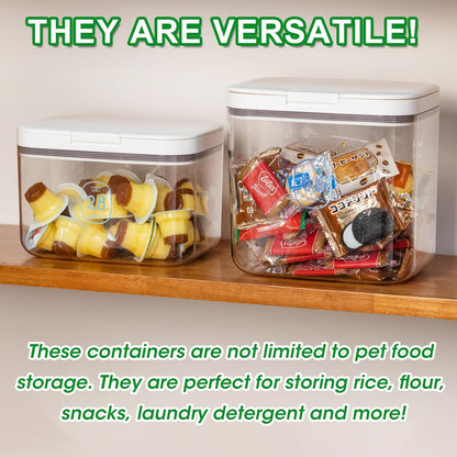 TBMax Dog Cat Food Storage Container 6-8 Lbs with Easy-Carrying Handles, Stackable Pet Food Dog Treat Container with Pop Up Lids, Airtight Food Storage Bin for Kitchen Organization