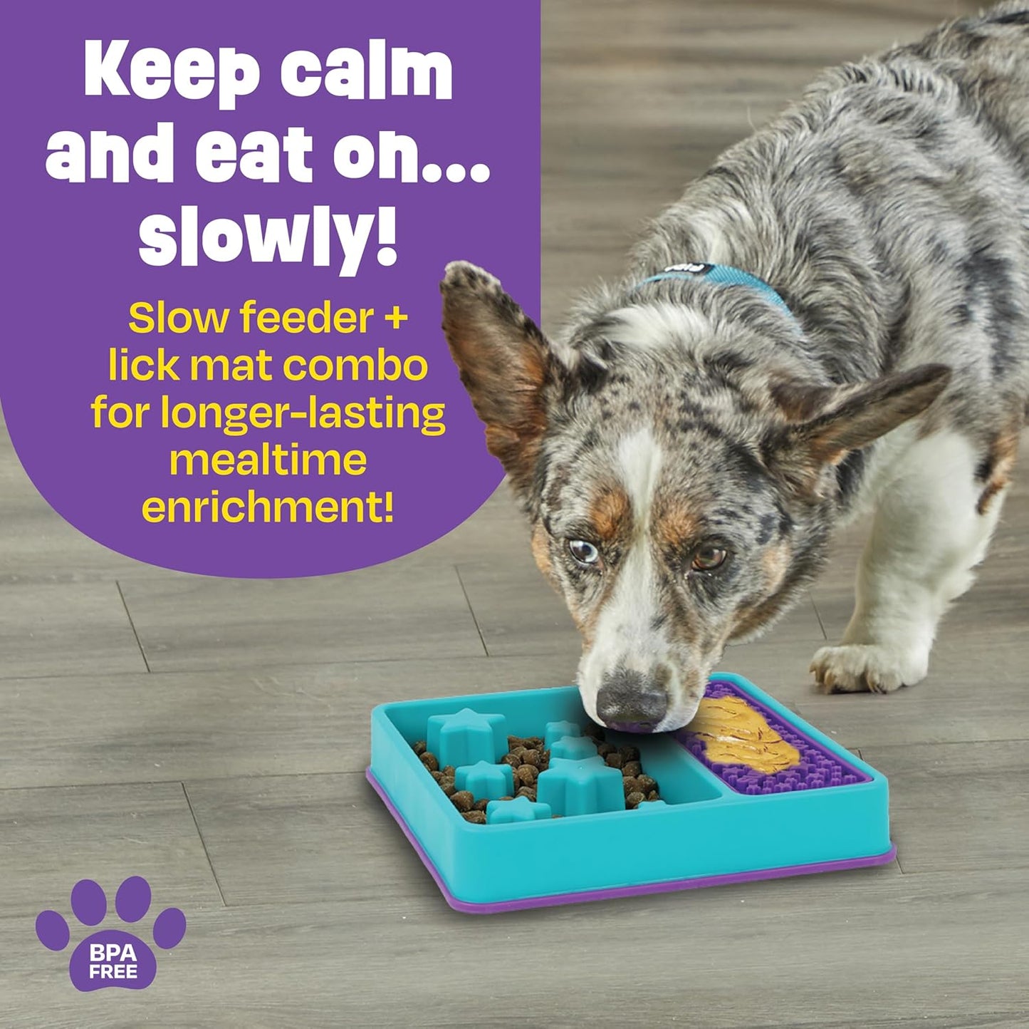 Brightkins Circle Slow Feeder and Lick Mat, Outdoor Puzzle Board, Interactive Dog Toys, Dog Birthday, Enrichment Bowls, Puppy Teething and Chewing, Stimulating Automatic Feeder
