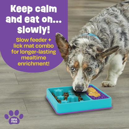 Brightkins Circle Slow Feeder and Lick Mat, Outdoor Puzzle Board, Interactive Dog Toys, Dog Birthday, Enrichment Bowls, Puppy Teething and Chewing, Stimulating Automatic Feeder