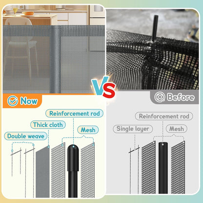 160 Inch Retractable Baby Gates Extra Wide, 42 Inch Extra Tall Retractable Gate, 13 FT Reinforced Retractable Dog Gate with Reinforcement Rod to Prevent Crawling Through, for Doorways, Stairs, Hallway