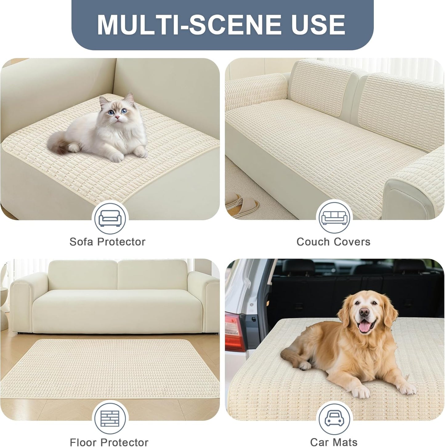 Waterproof Couch Cover for Dogs Washable, Non Slip Back Sectional Sofa Covers for 3 Cushion Couch Pet Friendly, Soft Dog Bed Cover. (Coffee, 30" x 53")
