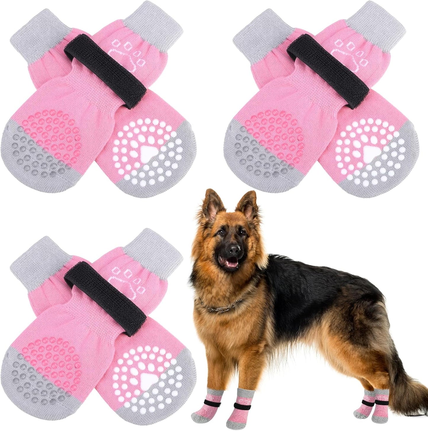 SCENEREAL 6Pcs Anti Slip Dog Socks to Prevent Licking Paws for Hot/Cold Pavement, Dog Grippy Socks for Hardwood Floors, Dog Shoes for Boots & Paw Protectors for Puppy Small Medium Large Senior Dogs