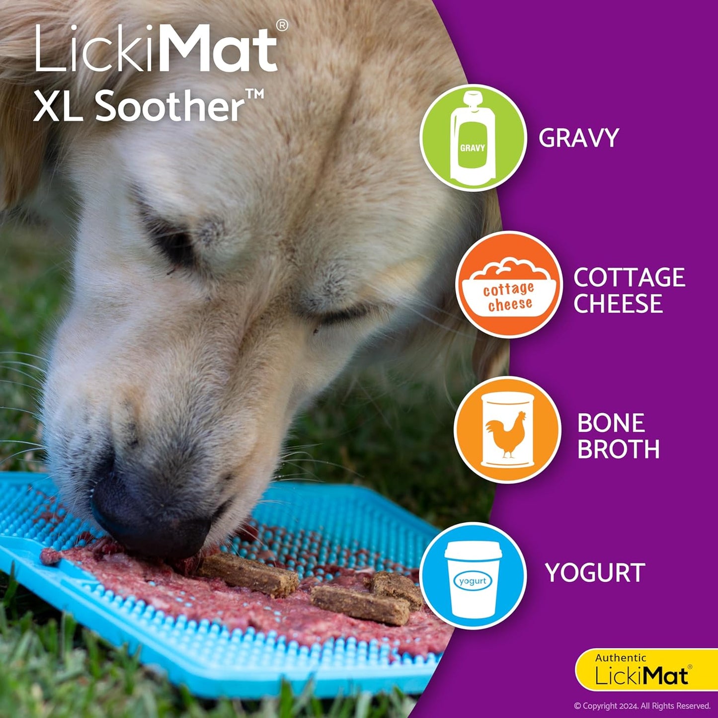 LickiMat X Large Breed Buddy Dog Lick Mat, Dog Calmer, Slow Feeder, Anxiety Reliever Alternative to Puzzle Toys, Slow Feeding Bowls. Use Peanut Butter, Wet, Raw, Mixed Food, Healthy Treats - Orange