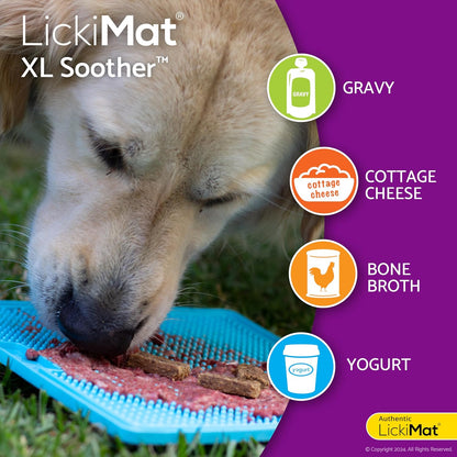 LickiMat X Large Breed Buddy Dog Lick Mat, Dog Calmer, Slow Feeder, Anxiety Reliever Alternative to Puzzle Toys, Slow Feeding Bowls. Use Peanut Butter, Wet, Raw, Mixed Food, Healthy Treats - Orange