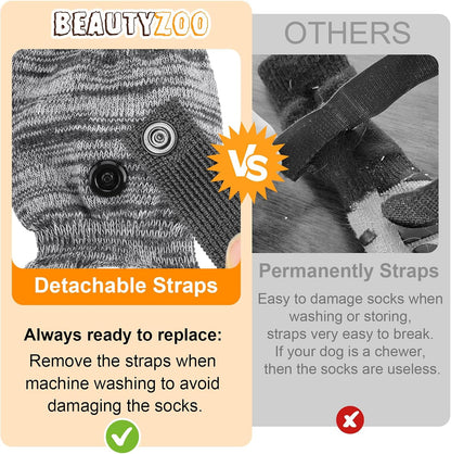 BEAUTYZOO Dog Socks to Prevent Licking Paws -Dog Shoes for Hot Pavement & Hardwood Floors Anti Slip, Traction Control Boots & Paw Protectors with Double Side Grips for Small Medium Large Senior Dogs