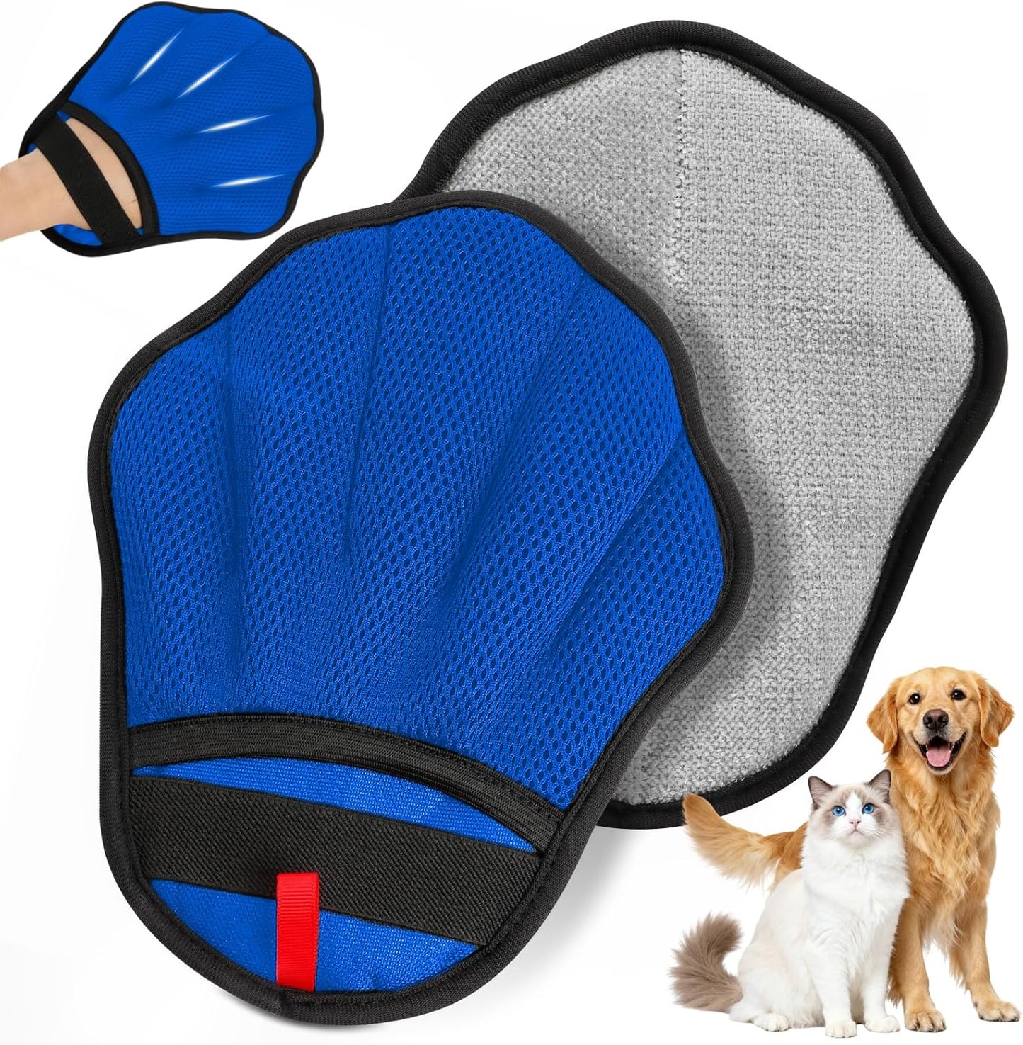 Pet Hair Removal Glove, Electrostatic Pet Hair Remover Glove for Cats & Dogs, Pet Hair Remover Tool for Laundry, Couch, Carpet, Car Seat - Upgraded Five-Finger, Reusable, Black+Black