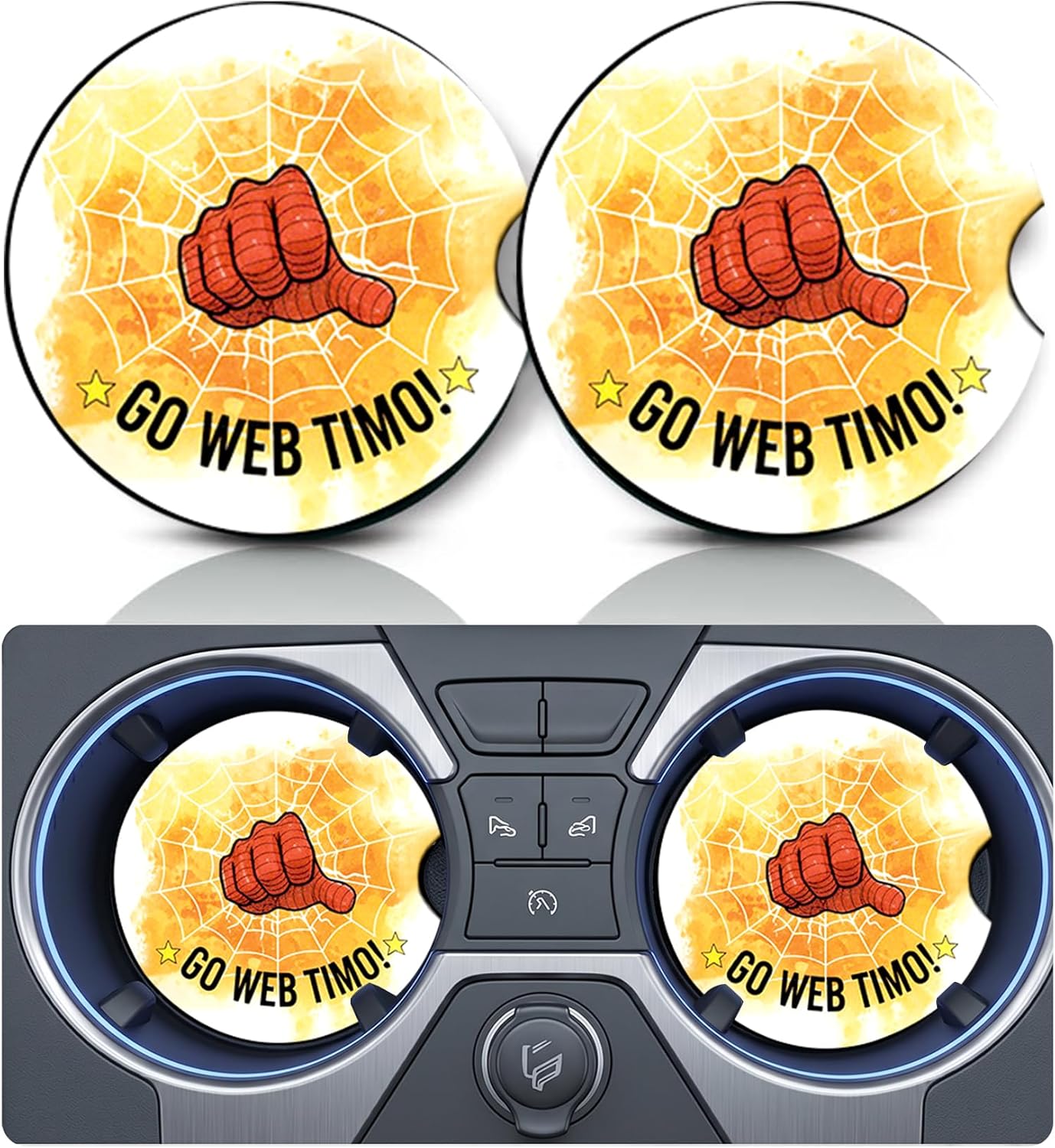 2PCS Dog Paw Print Car Cup Holder Coasters, Cars Coasters for Cup Holders, Anti Slip Rubber Mat with Finger Slot, Dogs Car Accessories Interior Decor, Dog Lover Gifts for Women, Men
