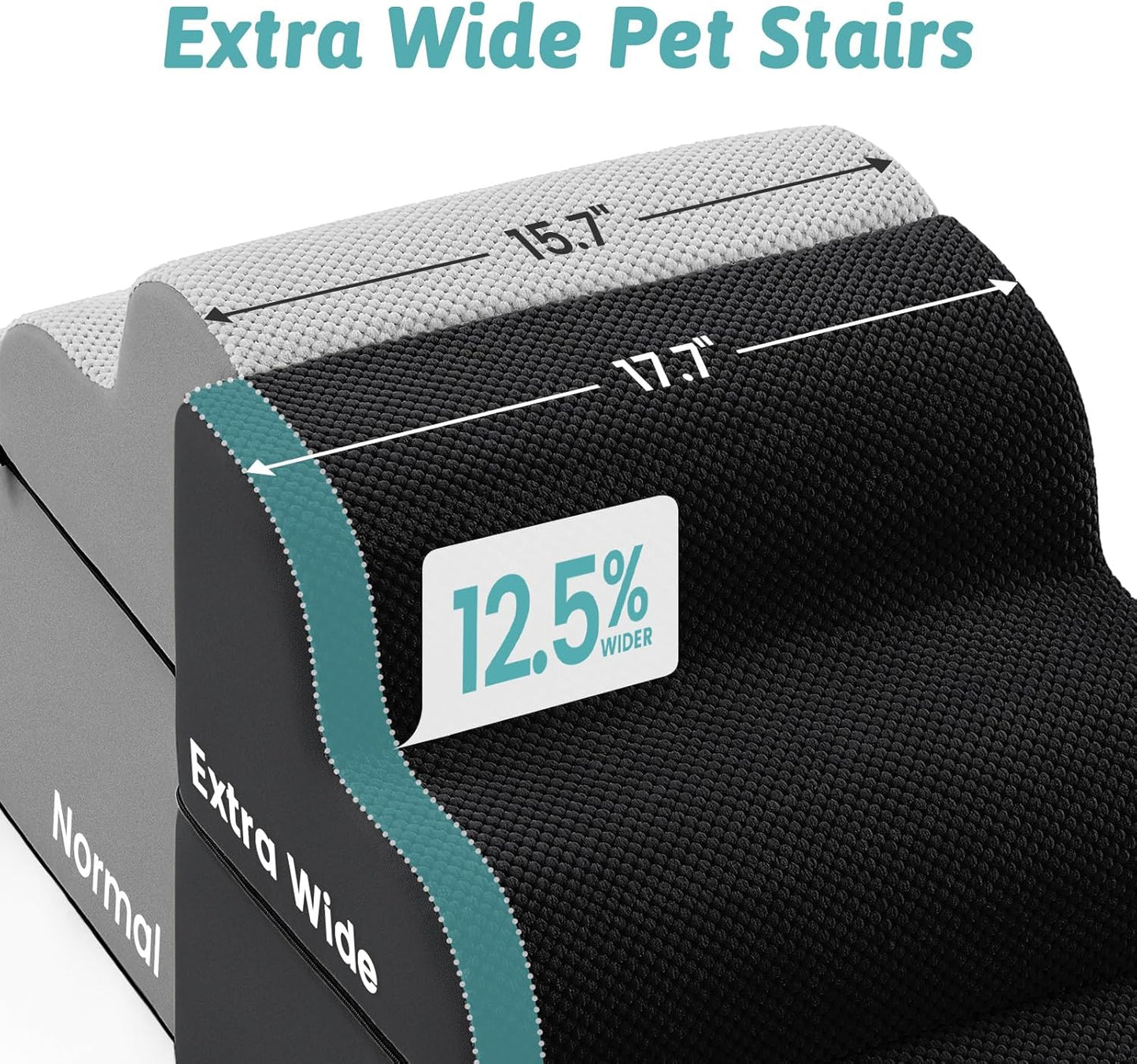 COZY KISS Extra Wide Dog Stairs with Tunnel, Foam Detachable Large Dog Step for Small Pet, Puppy or Cats, Medium Pet Ramp for High Bed, Couch, Sofa or Car, 19.7x33x22.4 inch, 5 Step, Beige