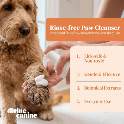 Foam Dog Paw Cleaner - Alcohol Free Foaming Paw Sanitizer Spritz - Made with Coconut, Aloe, Copaiba Oil, and Lemongrass Oil to Nourish and Clean Paws - Made in The USA (1.7 Fl Oz)