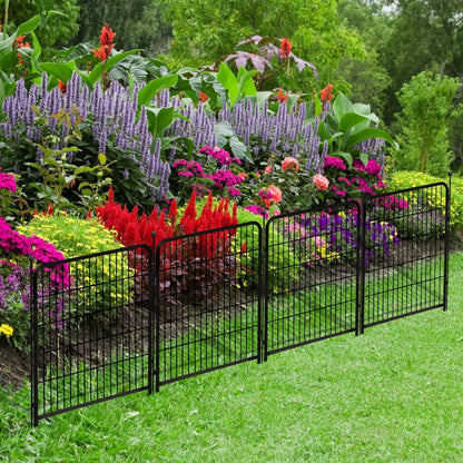 Getlay 36 in(H) Garden Fence, Wide Gate Low Threshold, 10 Panels Total 22.1 Ft(L) Heavy Duty Iron Animal Barrier Fence for Yard,Suitable for Indoor Or Outdoor Dog Fencing,Garden Border Fence