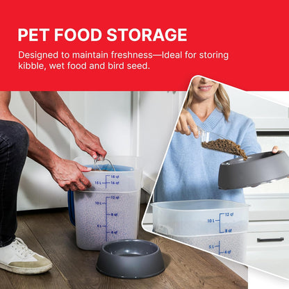 Cambro FreshPro 12 Quart (QT) Food Storage Container with Lid (Restaurant Grade) - for Food Prep, Commercial Kitchen, Pet and Dog Food Container (Translucent)