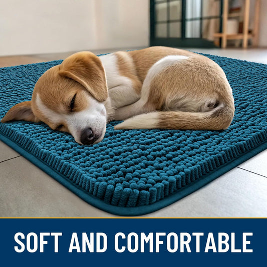 Smiry Dog Door Mat for Muddy Paws 30x20, Absorbs Moisture and Dirt Doormat, Non-Slip Washable Quick Dry Chenille Front Door Mat Indoor Entrance, Entryway Carpet for Inside Floor, Grey - Colors B