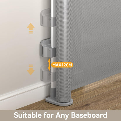 Uamector 138-Inch Extra Wide Retractable Baby Gate & Dog Gate, Reinforced Mesh Safety Gate Adjustable for Large Openings - Stairs, Doorways, Hallways - Indoor/Outdoor Use