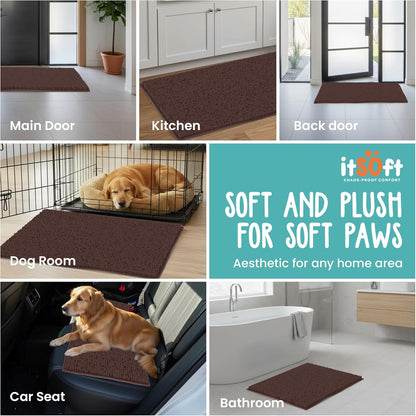 Dog Rugs for Muddy Paws 22x14 | Cleaner Mud Free Floors | Muddy Dogs Mats for Indoor, Dog Mat for Muddy Paws Door Mat Washable, Absorbent Chenille Mud Rug Paw Matt w/ Non Slip Backing, Charcoal Grey