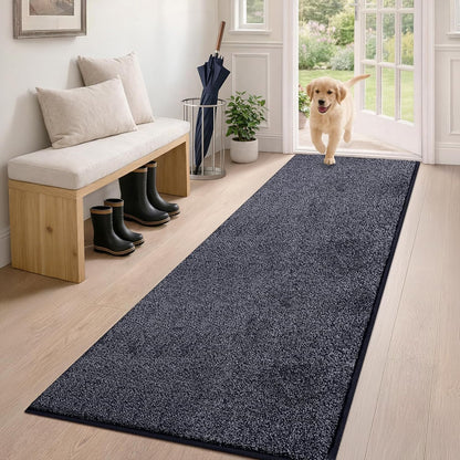 PURRUGS Dirt Trapping Door Mat 20" x 31.5", Non-Slip Machine Washable Entryway Rug, Dog Doormat, Indoor Front Door Mat, Super Absorbent Entry Rug for Muddy Shoes & Paws, Bluish Grey-Black