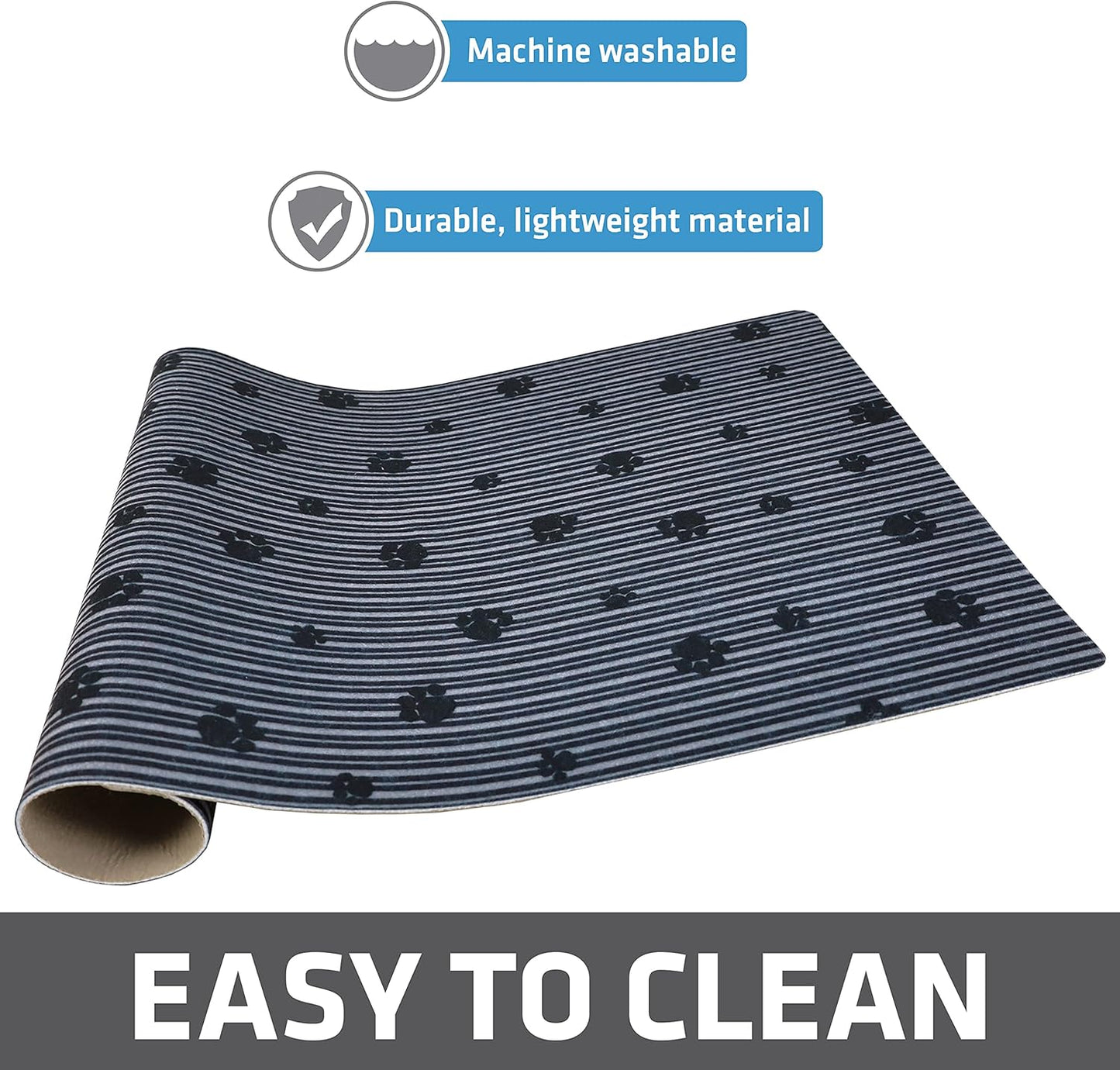 Drymate Pet Bowl Placemat, Dog & Cat Food Feeding Mat - Absorbent Fabric, Waterproof Backing, Slip-Resistant - Machine Washable/Durable (USA Made) (12” x 20”) (Indigo)