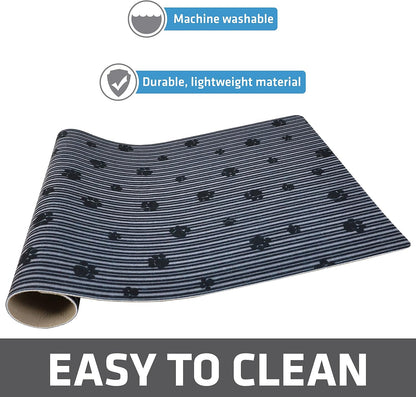 Drymate Pet Bowl Placemat, Dog & Cat Food Feeding Mat - Absorbent Fabric, Waterproof Backing, Slip-Resistant - Machine Washable/Durable (USA Made) (12” x 20”) (Indigo)